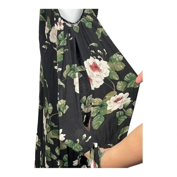 Women’s American‎ Eagle Outfitters Black Floral Cold Shoulder Dress Size Small - Picture 4 of 6